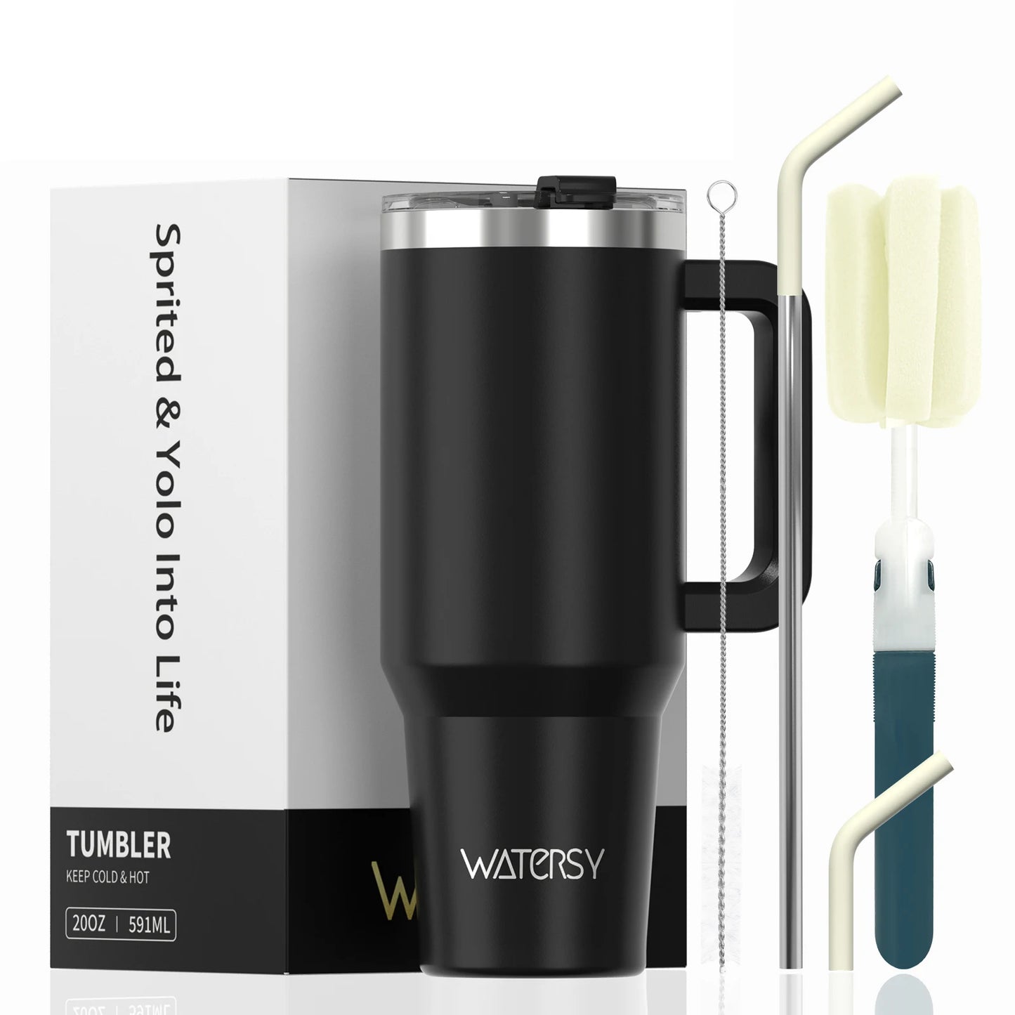 591ml Stainless Steel Insulated Cup 20oz Tumbler with Handle and Straw Keep Cold and Hot Thermal Mug Portable Car Travel Mug